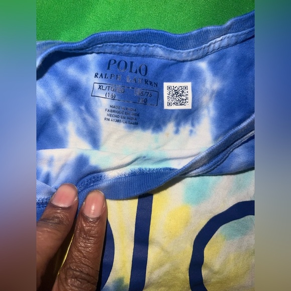 Polo by Ralph Lauren Kids Tie-Dye Shirt - Blue and Yellow size 16 - Picture 6 of 7